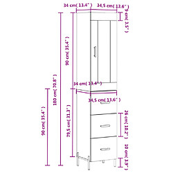 Acheter vidaXL Buffet haut Gris béton 34,5x34x180 cm Bois d'ingénierie