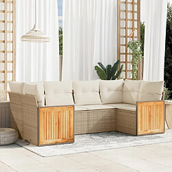 vidaXL Salon de jardin avec coussins 6 pcs beige résine tressée