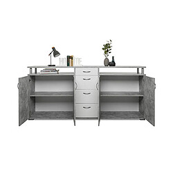 Acheter Mes Buffet 2 portes 4 tiroirs 208x38,5x93,2 cm béton et blanc