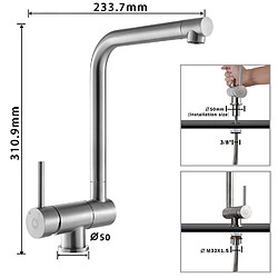 Cecipa max Mitigeur Evier Repliable en Inoxydable Brossé devant Fenêtre, Robinet Évier Robinet de Cuisine avec barboteur démotable,EU Modèle pas cher