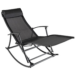 vidaXL Chaise à bascule de jardin Acier et textilène Noir 