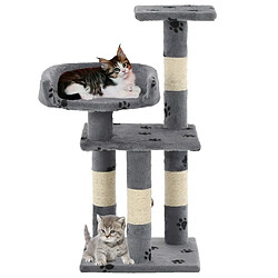 Arbre à chat,niche pour chat et griffoir Sisal 65 cm Empreintes de pattes Gris -MN44394