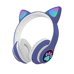 Chrono Chronus Casque - Casque d'oreille de Chat Pliable Bluetooth LED Clignotante Allumer sans Fil Casque d'écoute (Bleu) 