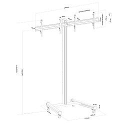 Acheter Kimex Support sur roulettes pour 2 écrans TV 43'' - 49'' - Hauteur 240cm