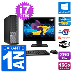 PC Dell 3020 SFF Ecran 22" i7-4790 RAM 16Go Disque 250Go Windows 10 Wifi - Occasion