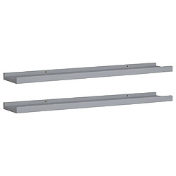 vidaXL Étagères à rebord pour cadre photo 2 pcs Gris 80x9x3 cm MDF