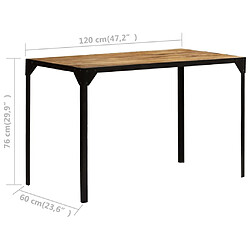 vidaXL Table à manger Bois de manguier brut massif et Acier 120 cm pas cher