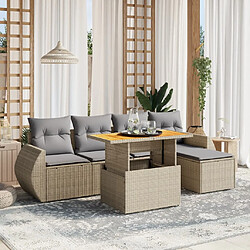 vidaXL Salon de jardin avec coussins 6 pcs beige résine tressée 