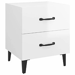 Maison Chic Lot de 2 Tables de chevet,Table de nuit,Table d'appoint pour salon Blanc brillant 40x35x47,5 cm -MN49424 pas cher