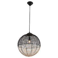 Sampa Suspension design Eros 130cm réglable métal noir et rotin LED