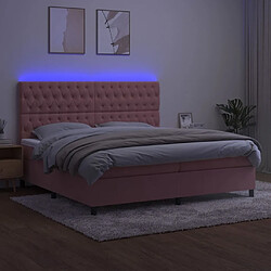 Avis vidaXL Sommier à lattes de lit matelas et LED Rose 200x200 cm Velours