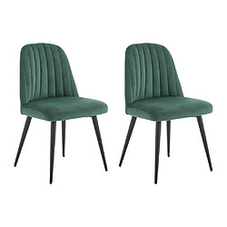 Vente-Unique Lot de 2 chaises en velours et métal noir - Vert - ELEANA