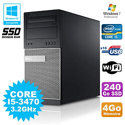 PC Tour Dell Optiplex 790 I5-3470 3.2Ghz 4Go 240Go SSD DVD WIFI Win 7 · Occasion 