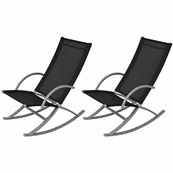 Maison Chic Lot de 2 Chaises à bascule de jardin Acier et textilène Noir -MN48199