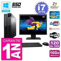 PC Lenovo M82 SFF Ecran 19" i7-3770 RAM 16Go SSD 120Go Graveur DVD Wifi W7 · Occasion 