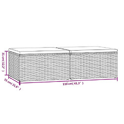 vidaXL Repose-pieds de jardin coussins lot de 2 marron résine tressée pas cher