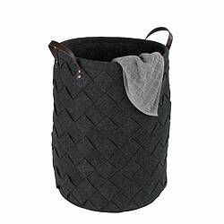 WENKO Panier à linge design feutrine tressée Trovo - Diam. 40 x H. 60 cm - Gris anthracite