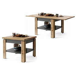 Dusine TABLE BASSE LEONOR BOIS / GRIS EXTENSIBLE JUSQU' 130 CM