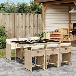 vidaXL Ensemble à manger de jardin et coussins 7 pcs beige poly rotin 