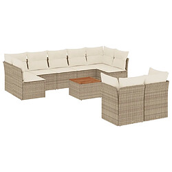 Maison Chic Salon de jardin avec coussins 10 pcs, Ensemble Tables et chaises de jardin, beige résine tressée -GKD600104