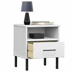 Avis Maison Chic Table de chevet,Table de nuit,Table d'appoint pour salon avec pieds en métal Blanc Bois pin massif OSLO -MN58659