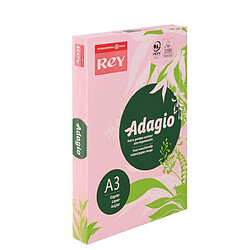 Ramette papier couleur Rey Adagio couleurs pastel A3 80 gr - 500 feuilles - rose