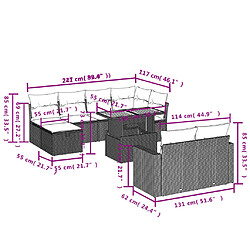 Acheter vidaXL Salon de jardin 11 pcs avec coussins noir résine tressée