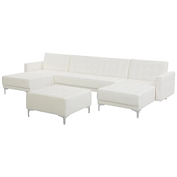 Acheter Beliani Canapé en U avec pouf ottoman ABERDEEN Blanc Cuir PU Symétrique