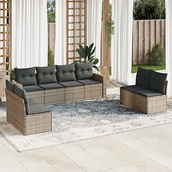 vidaXL Salon de jardin 8 pcs avec coussins gris résine tressée 