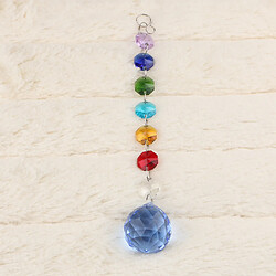 Acheter Cristal suspendu suncatcher arc-en-perles billes pendentif prismes bleu 20cm