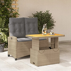 Maison Chic Ensemble à manger d'extérieur 2 pcs avec coussins,Salon de jardin,Mobilier de jardin beige poly rotin -GKD192399