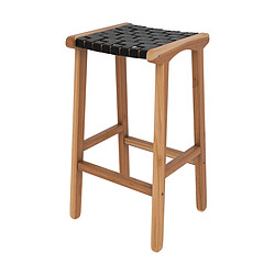 Rendez Vous Deco Tabouret de bar mi-hauteur Kuna en cuir tressé noir 68 cm 