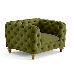 Lisa Design Walter - fauteuil chesterfield en velours - pieds bois