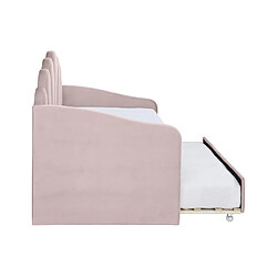 Vente-Unique Lit gigogne coquillage 2 x 90 x 190 cm - Velours - Rose - ELUSIA pas cher