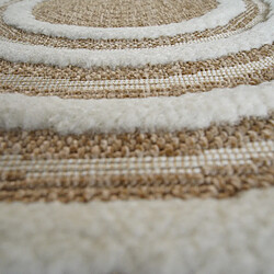 Acheter Thedecofactory JUTE RELIEF CIBLE - Tapis rond effet jute motifs en relief blanc diamètre 120