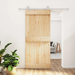 vidaXL Porte coulissante et kit de quincaillerie 90x210 cm pin massif 