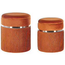 Beliani Lot de 2 poufs de rangement en velours orange CAMDENTON