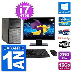 PC Tour Dell 7020 Ecran 22" Intel i7-4790 RAM 16Go Disque 250Go Windows 10 Wifi · Occasion 