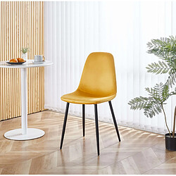 Acheter Hooma Lot de 4 chaises scandinaves confortables en velours et métal - Jaune