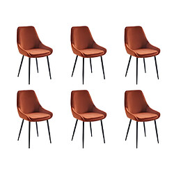 Vente-Unique Lot de 6 chaises - Velours et métal noir - Terracotta - MASURIE