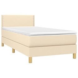 Avis Sommier à lattes LED,Cadre à lattes de lit avec matelas pour Adulte Crème 100x200 cm Tissu -MN62619