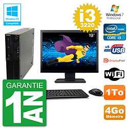 PC Lenovo M82 SFF Ecran 19" i3-3220 RAM 4Go Disque 1To Graveur DVD Wifi W7 - Occasion