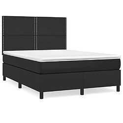 vidaXL Sommier à lattes de lit avec matelas Noir 140x200 cm Similicuir