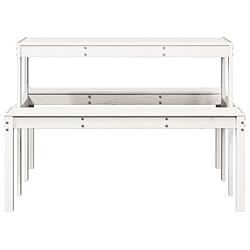 Avis vidaXL Table de pique-nique blanc 110x134x75 cm bois massif de pin