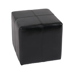 Avis Mendler 2x tabouret pouf dé Onex, cuir, 36x36x36cm ~ noir