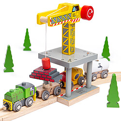 Bigjigs Rail Accessoire ferroviaire de grue jaune