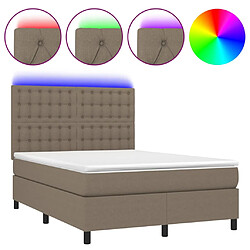 vidaXL Sommier à lattes de lit et matelas et LED Taupe 140x190cm Tissu