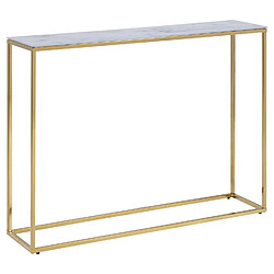 Toilinux Console d'entrée en métal et verre - L.110 cm x H. 80,5 cm - Doré, Noir et Blanc