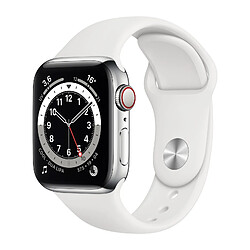 Apple Watch Series 6 - GPS+Cellular - 40 - Acier Argent / Bracelet Sport Blanc - Regular