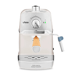 Ufesa CE7238 Machine Expresso 1.2L 850W 20 Bars 2 Modes Chauffe-Tasse Métal Crème 